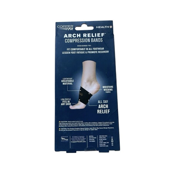 Copper Fit Health Arch Relief Compression Bands Set of 2 Arch Wraps Black - Picture 3 of 3